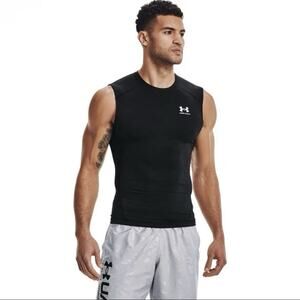Under Armour Mens Size M HeatGear Sleeveless Baselayer Shirt Black